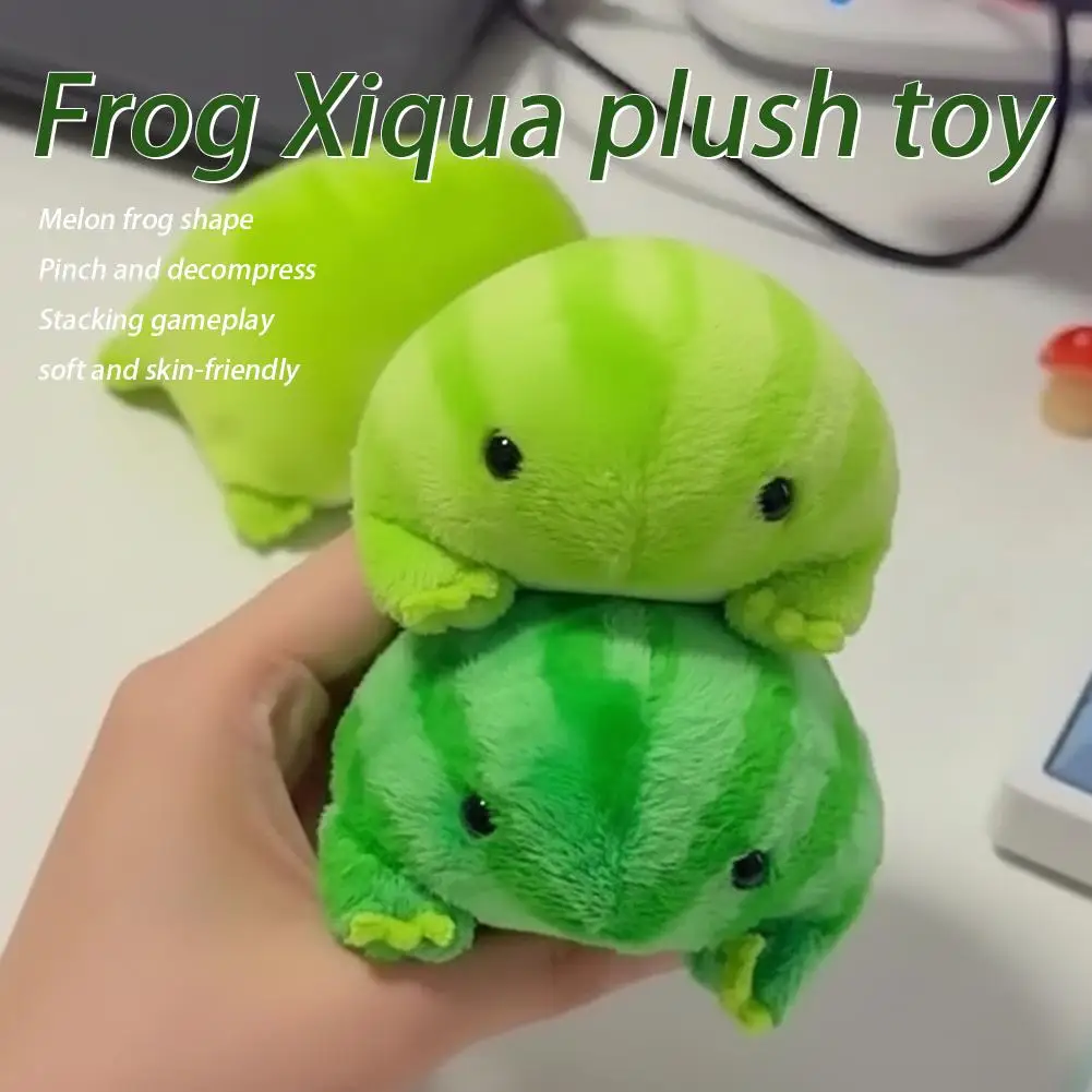 Funny Watermelon Frog Plush Toy Creative Frog-Watermelon Hybrid Stuffed Animal Soft Decompression Doll Room Decor Kids Gift