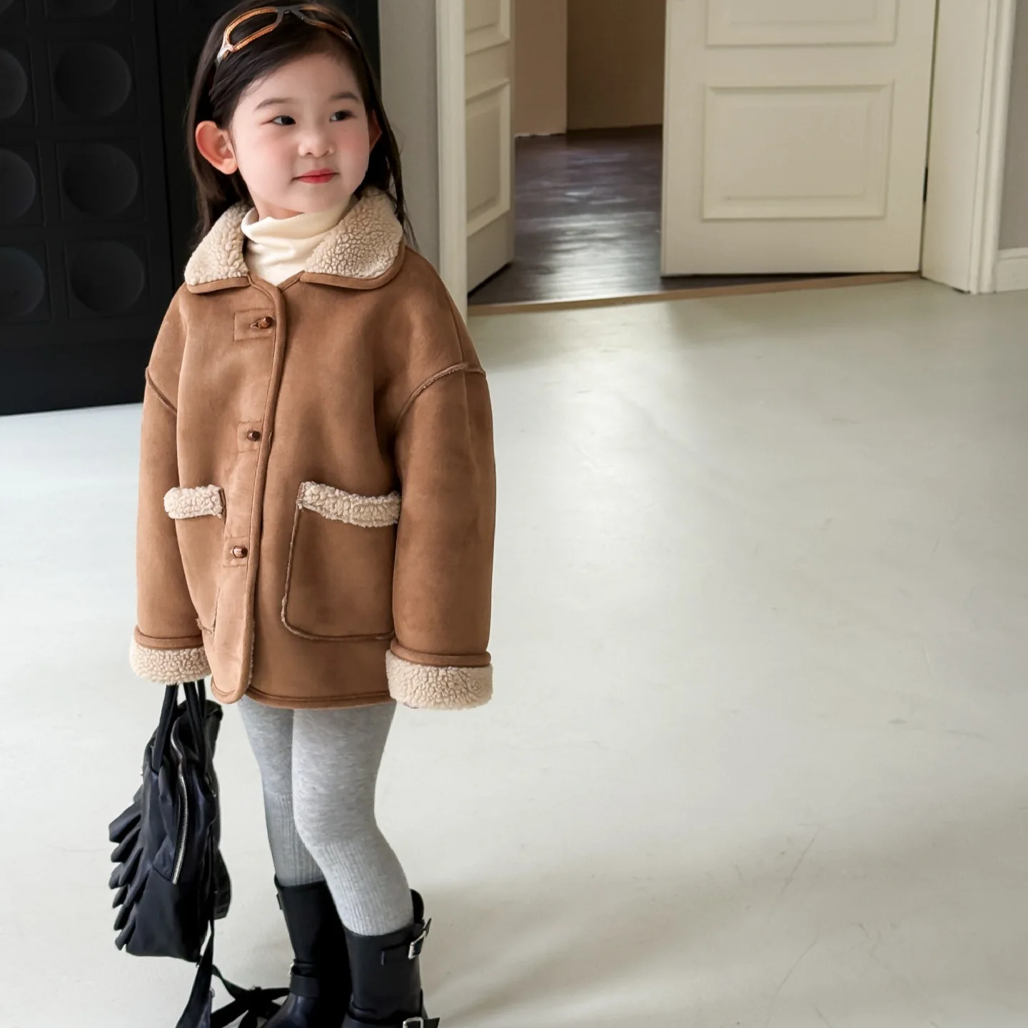 

Children Clothes Kids Casual Coat 2025 Winter New Korean-style Girls Fur One Lambskin Fashionable Thick Warm Kids Coat