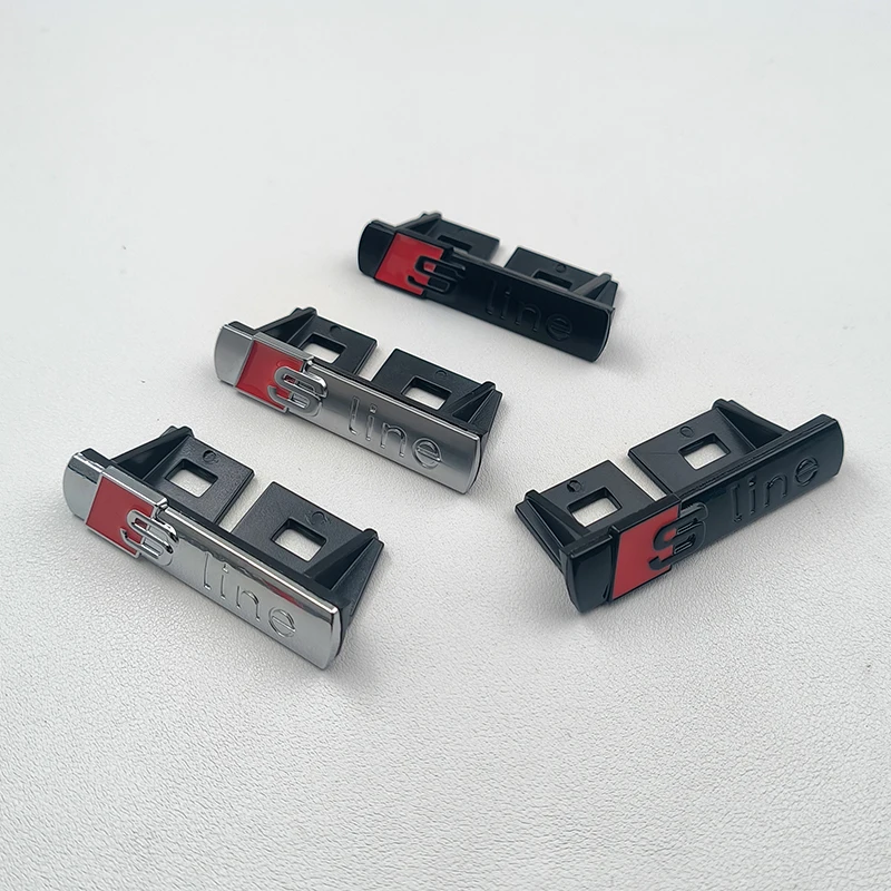 3d Metaal Chroom Zwart Sline Logo S Lijn Embleem Auto Voorgrill Badge Voor A3 A4 A5 A6 A7 A8 Rs Q2 Q5 Q3 Tt S Line Accessoires
