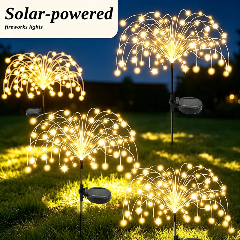 420LED Outside Light Solar Lawn Light LED Garden Solar Firework Dandelion Lights Sparkles Landscape Fairy Light Yard Patio Decor