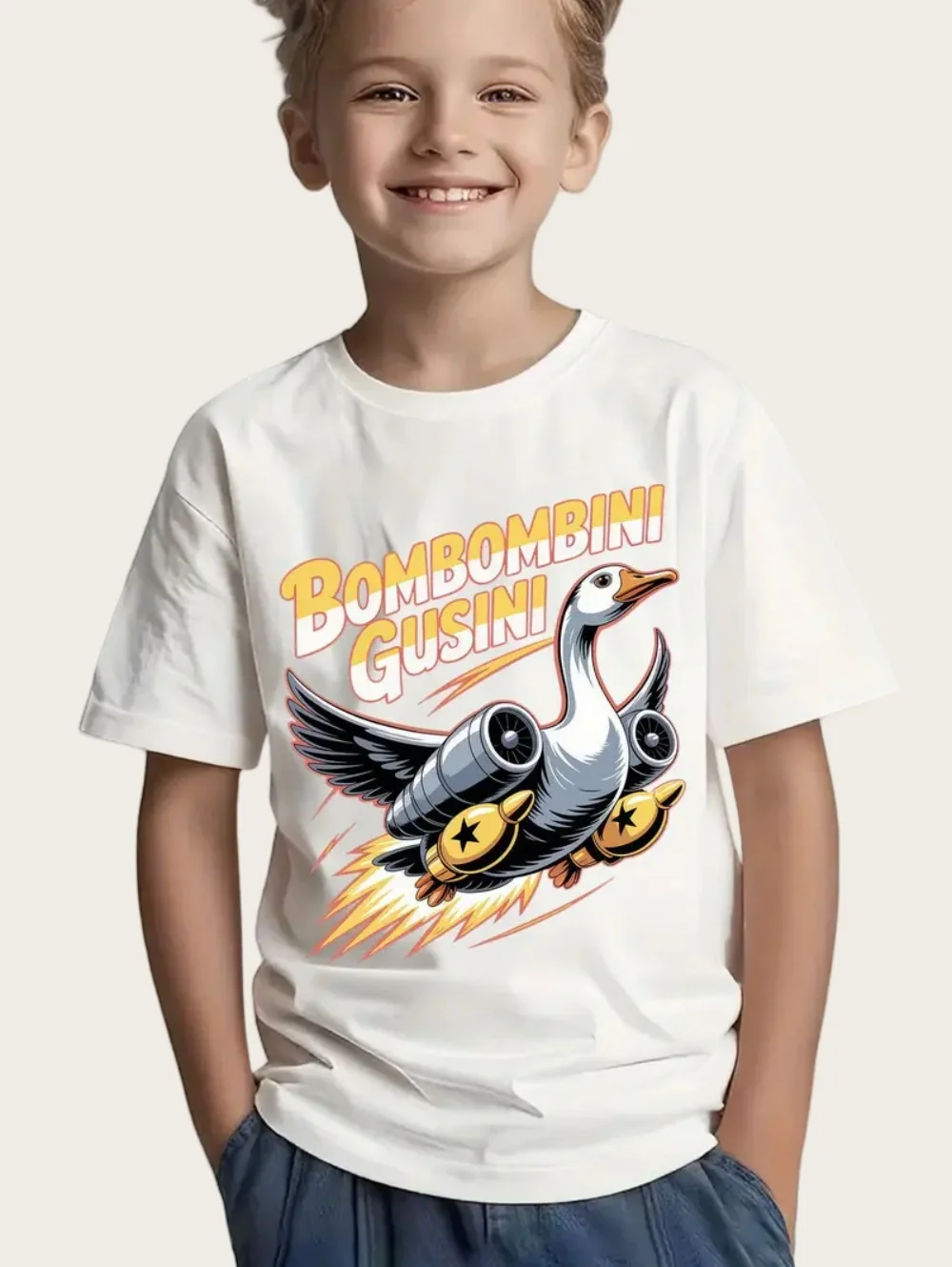 Bombombini Gusini مضحك الإيطالية Brainrot ميمي تي شيرت الصيف الشارع الشهير تي شيرت عادية شعبية تي شيرت للبنين بلوزات فضفاضة