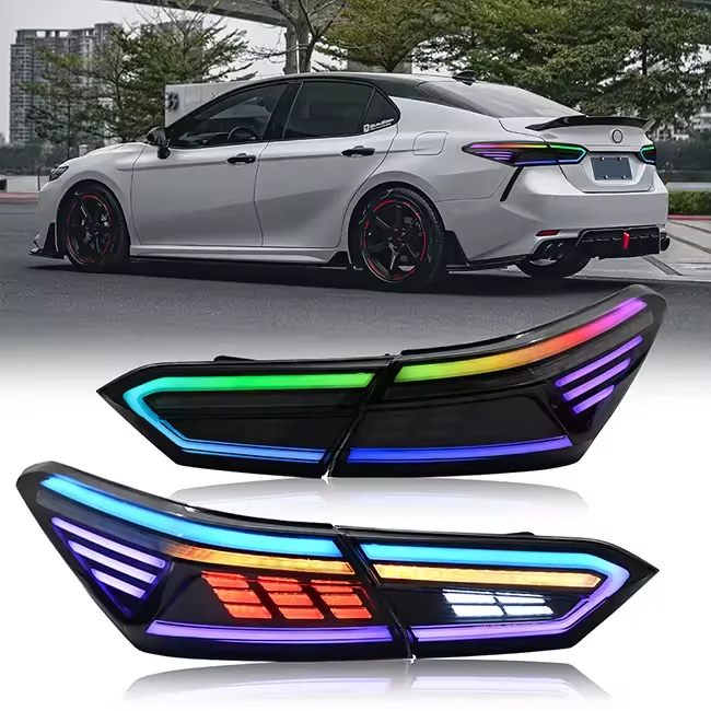 DK MOTION Factory hot sale Smoke LED Tail Lights For 2018-2024 Toyota Camry SE XSE LE Lexus Style Sequential Rear Lamps Assembly