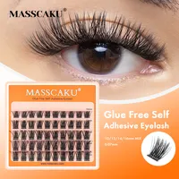 MASSCAKU DIY Cluster pestañas autoadhesivas extensión de pestañas postizas largas naturales pestañas postizas segmentadas pestañas autoadhesivas