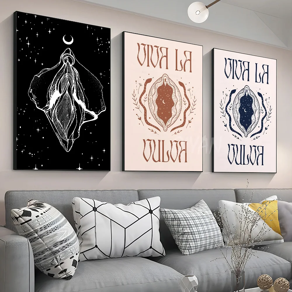 1pc Boho Feminist Art Reproductive Body Uterus Poster Stickers Art Wall Murals Decor Game