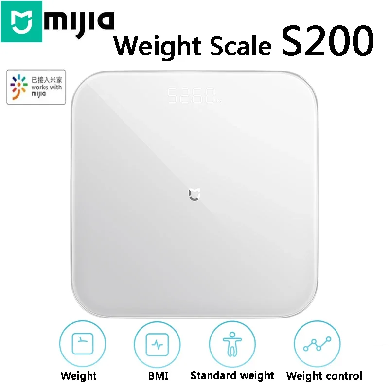 

Mijia Weight Scale S200 Bluetooth 5.4 Smart Body Weight BMI LED Digital Display Accurate Measurement Work with Mi Home APP NEW