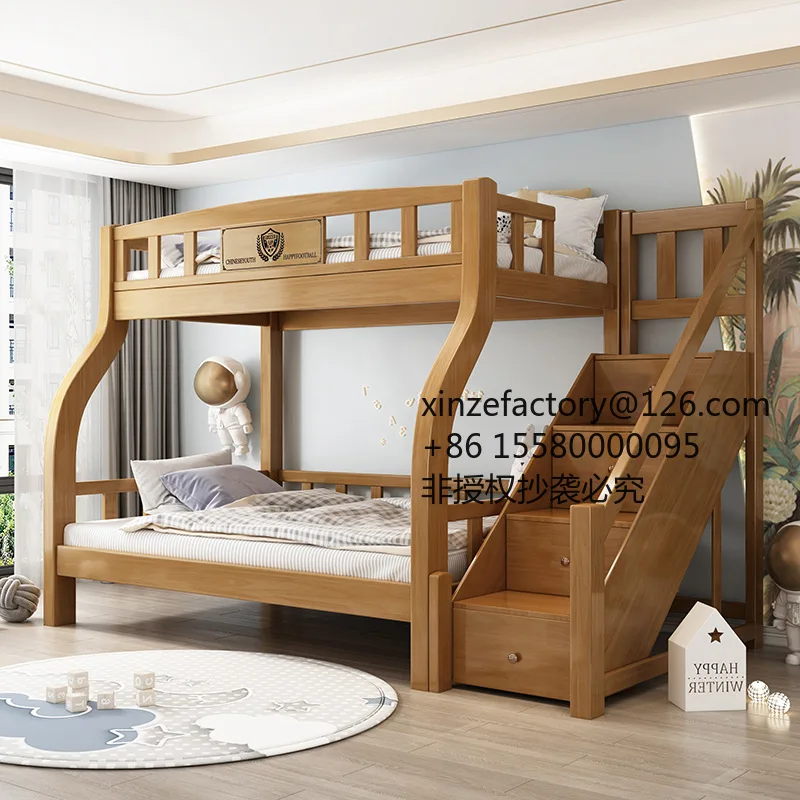 Factory Direct 2026 Top Rated Full Solid Wood Children's Bed Double Bunk Bed Modern Simplicity