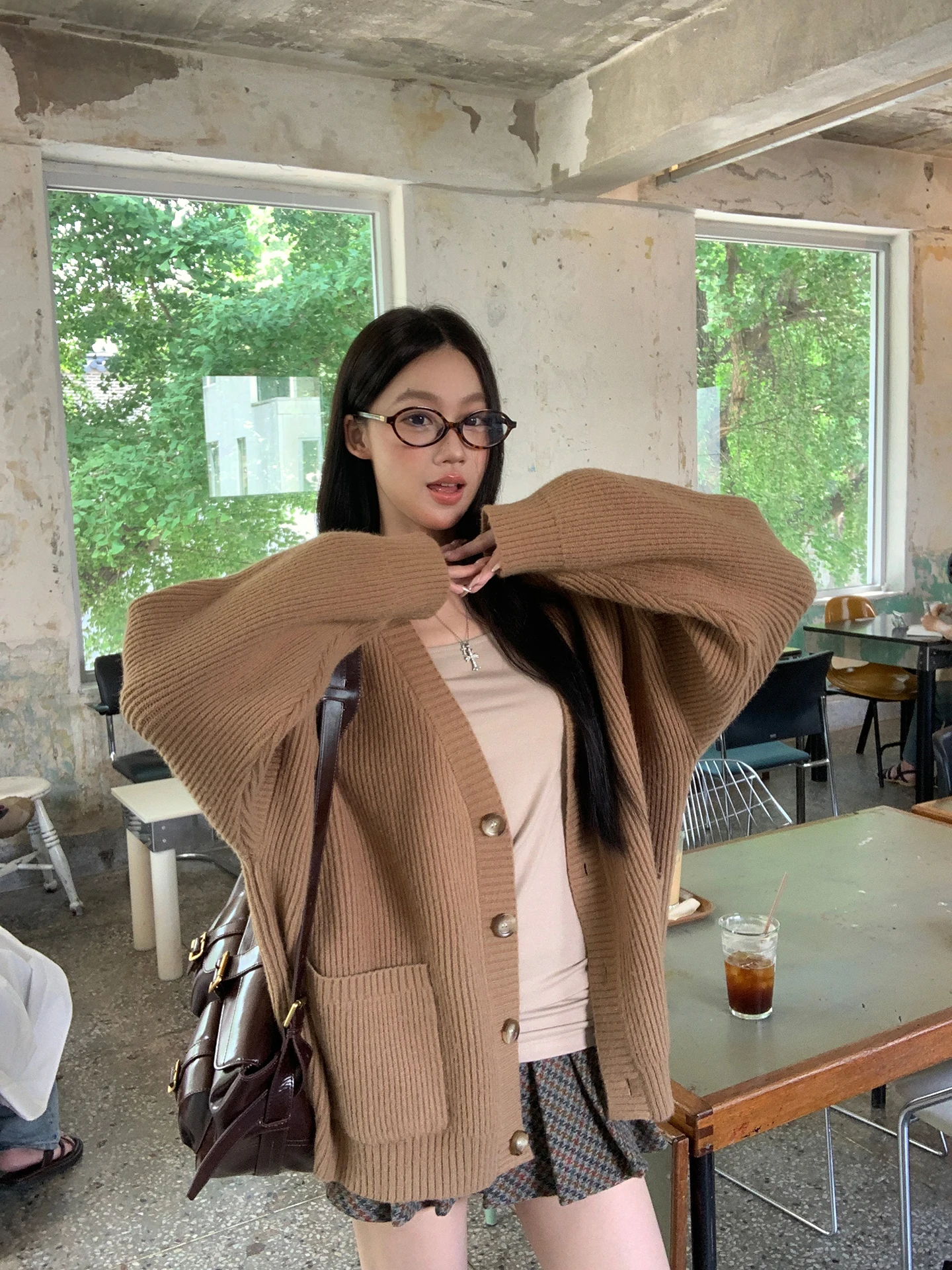 

Red Celebri Knitted Open Cardigan Women's Loose Sle Autumn Outerwear Sweater Jaet Simple Commute Sle Long Sve