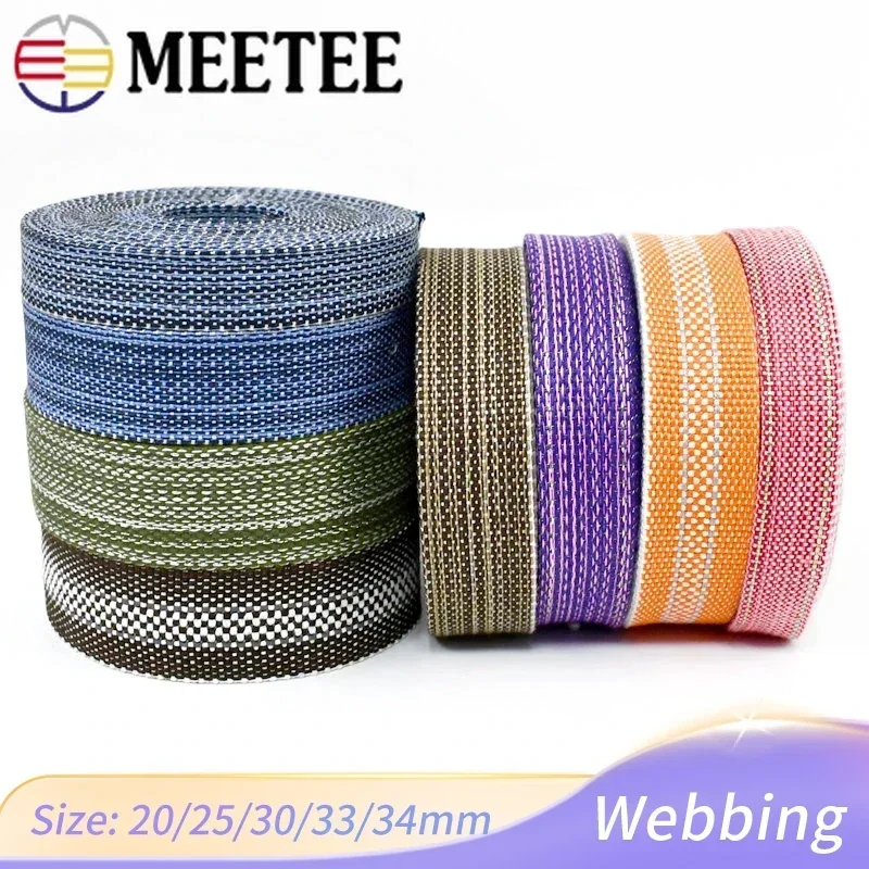 4M Meetee 20-34mm Polyester Cotton Webbing Tape for Sewing Backpack Strap Bag Shoes Lace Ribbon Clothing Bias Band DIY Accessory