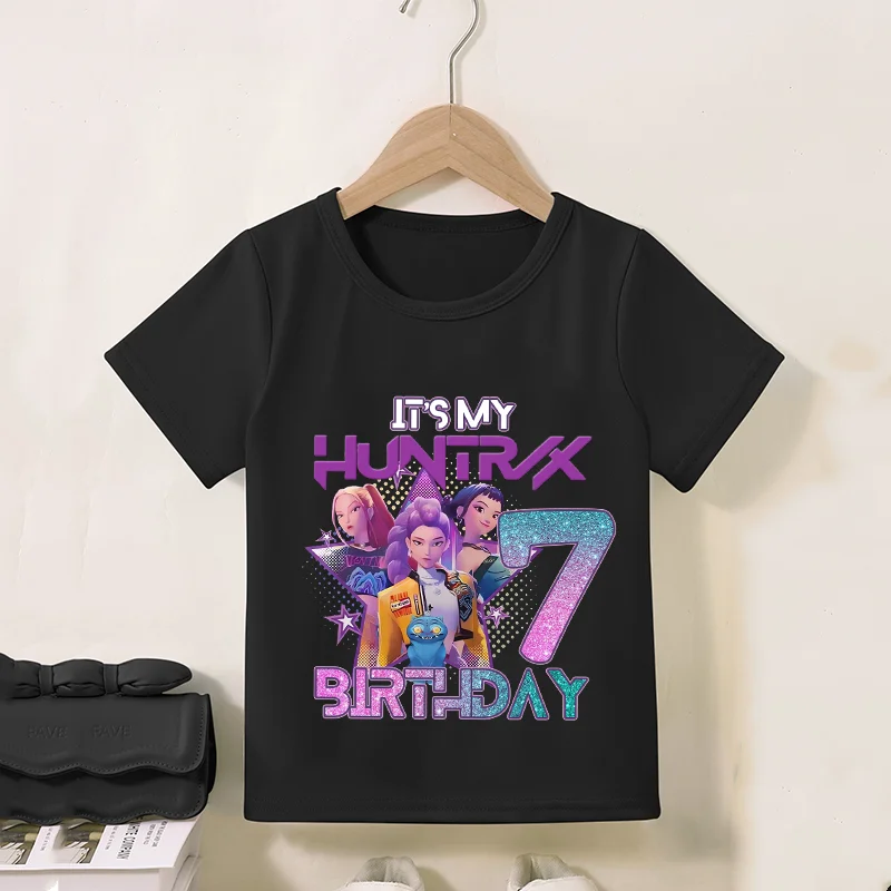 

KPop Demon Hunters Number T-Shirt Cute Cartoon Clothes Simple Cotton Tops Girls Soft Absorbent Casual Short Sleeve Birthday Gift