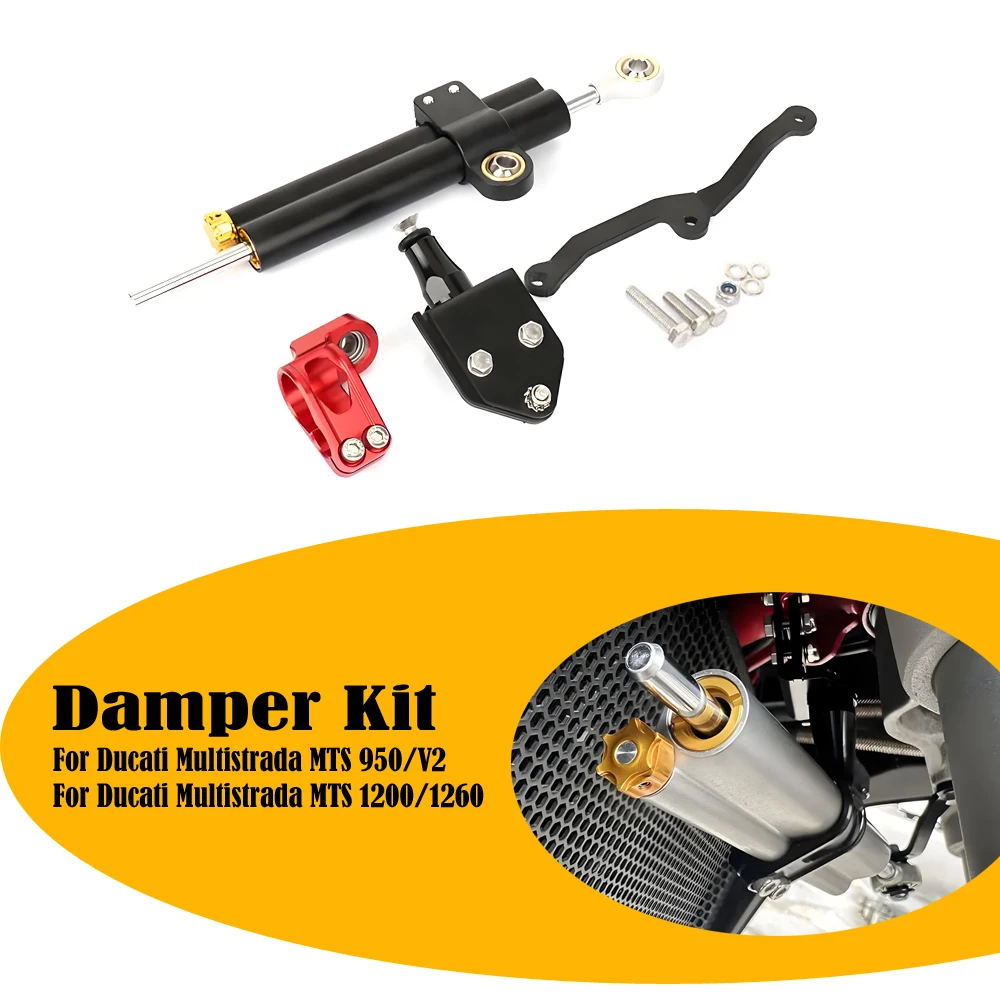 

Motorcycle Steering Damper Bracket Stabilizer Support For Ducati Multistrada MTS 950 1200 1260 Speed Wobble Safety Accessories