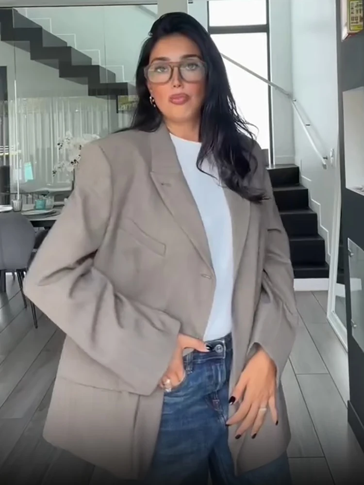 Minimalist Minimalist Vertical Striped Loose Blazer Coat Lapel Single Button Pockets Suit Jacket Casual Autumn Office Lady Street Outerwear - Aliexpress Deal