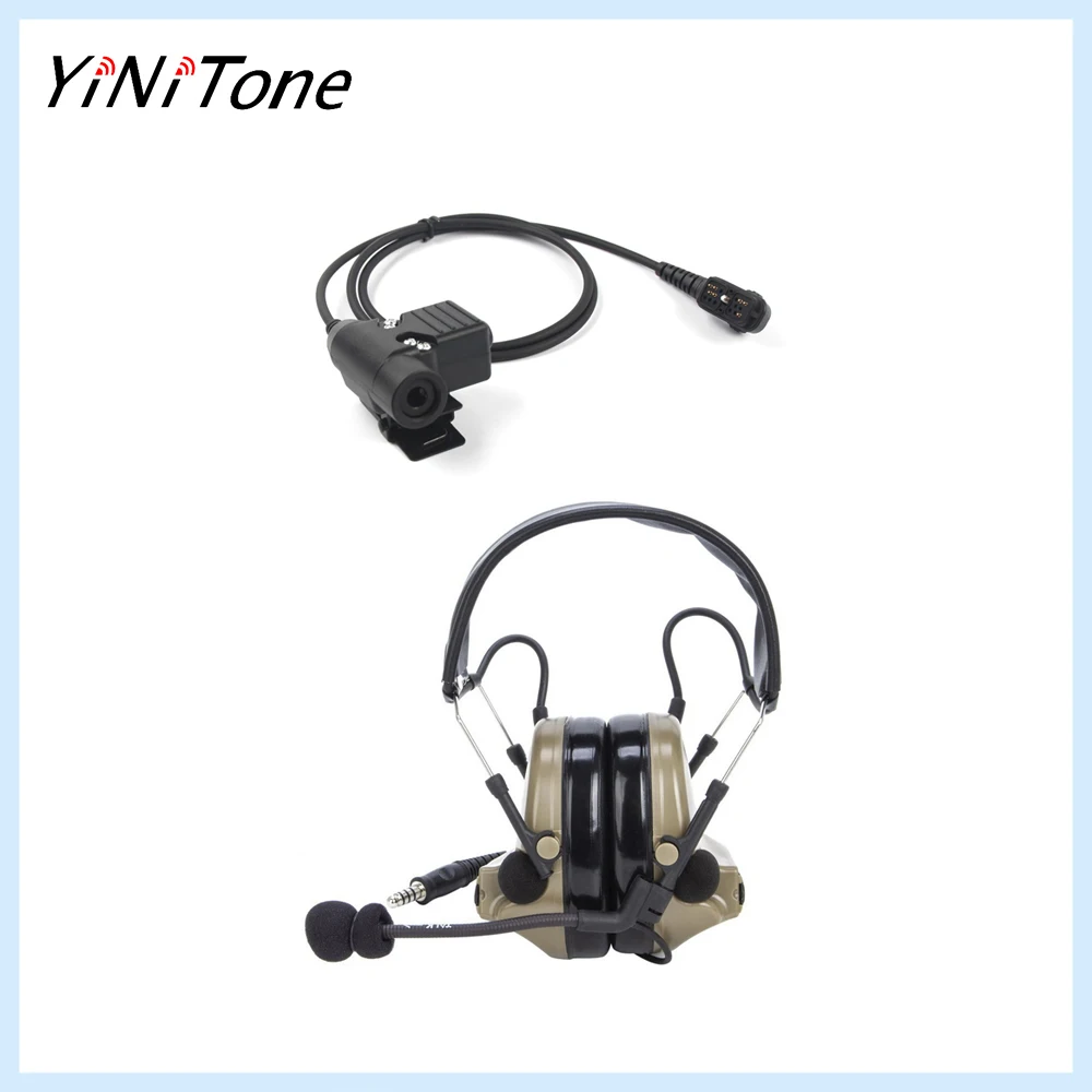 

Brown Universal Aviation Pilot Headphone Two Way Radio Headset Microphone with U94 PTT Adapter for Hytera Walkie Talkie Earpiece