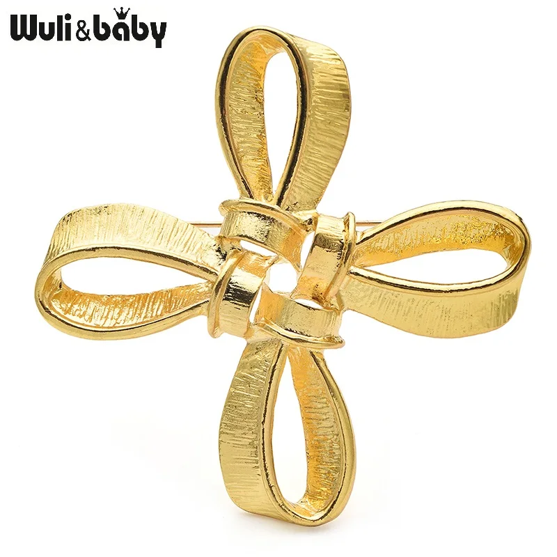 Wuli&baby Elegant Knot Brooches For Women Retro Metal Geometric Flowers Party Office Brooch Pins Gifts