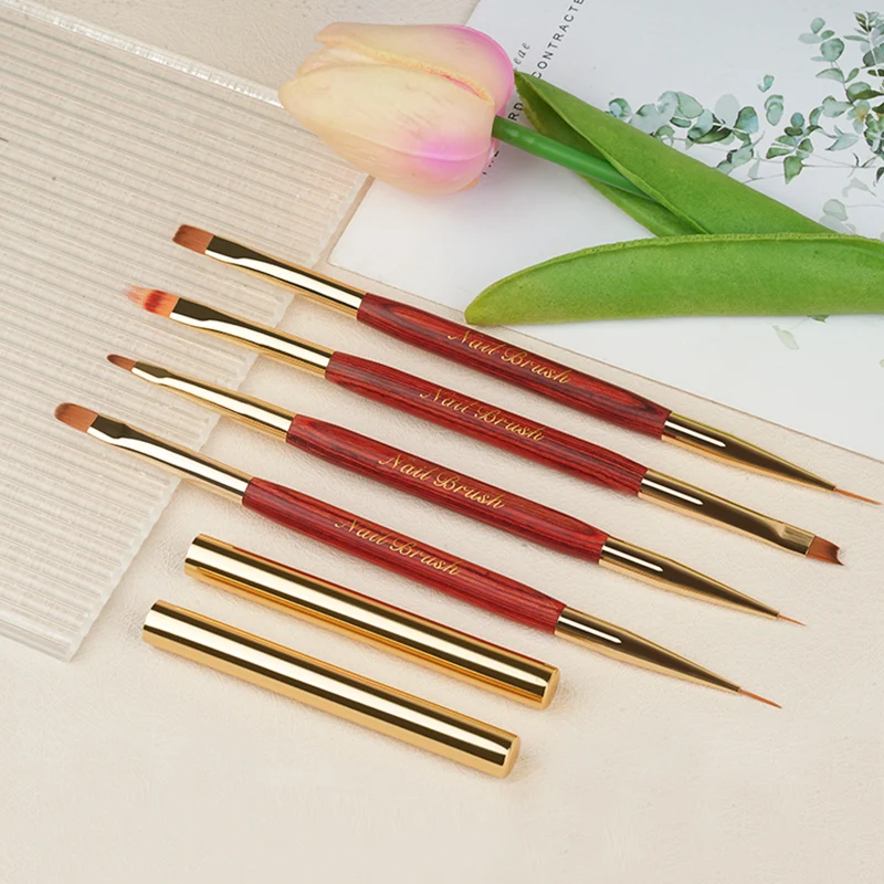 

EVAL Nail Brushes Set Double Head Nail Liner Brush Nylon Hair Acrylic UV Gel Polish Nail Painting Brush