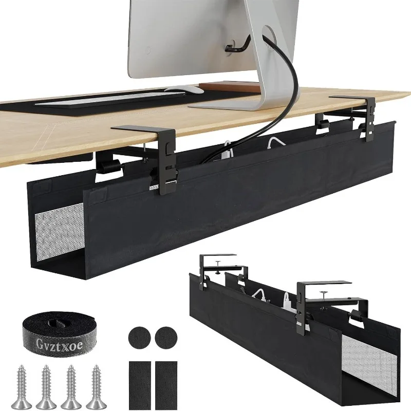 Under Desk Power Strip Organizer Fabric Metal Office Undertable Cable Management Computer Desks Wire Holder Cables Storage Box