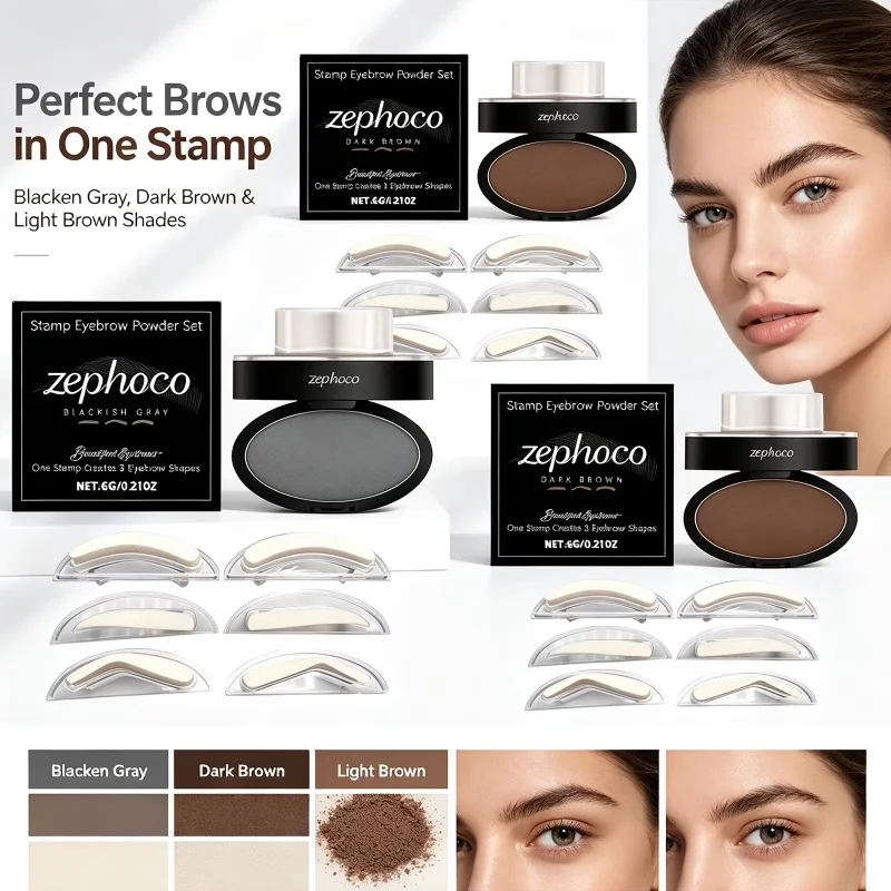 Eyebrow Stamp Brow Powder Kit Waterproof Cool Grey Black Natural Stereo Eyebrow Shaping Eye Brow Stamp Lift Eyebrow Stencil