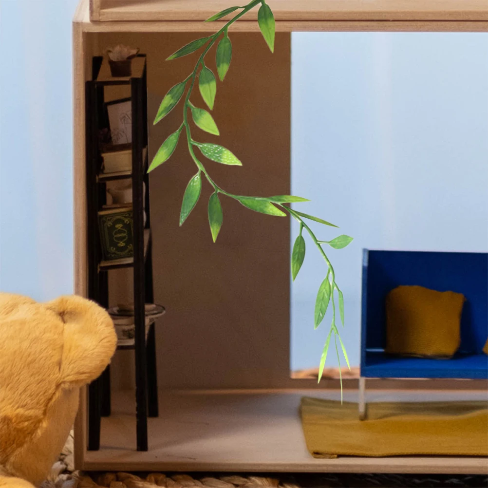 

3pcs Realistic Miniature Vines Faux Greenery Garland Artificial Leaf Decor Compact Simulation Plants For Dollhouse Diy Home