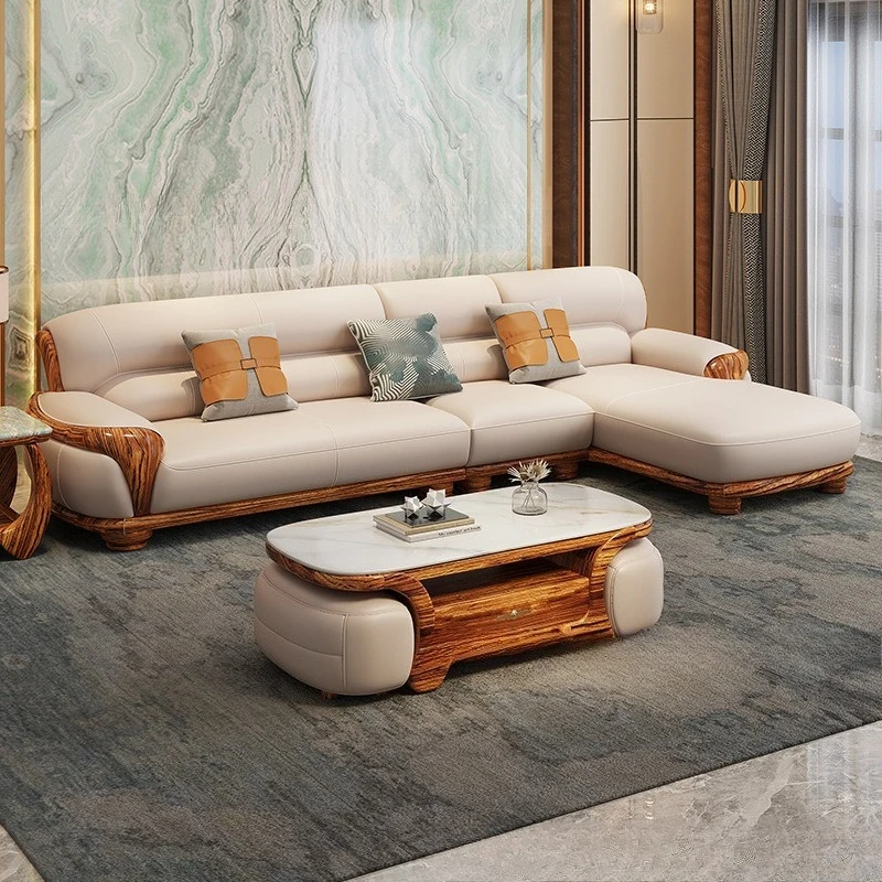 

Leather sofa living room combination first layer cowhide straight row living room