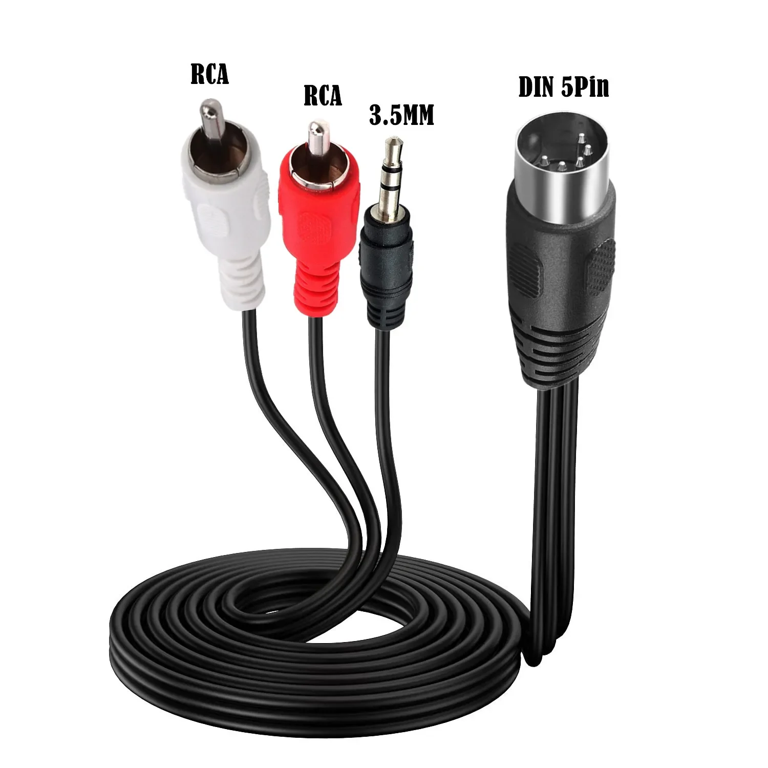 5 Pin DIN Cable 5Pin DIN Male To 2RCA Male 3.5 3.5mm 3Pole Male Audio Cable Equipment For Bang Olufsen Naim Quad Stereo Systems