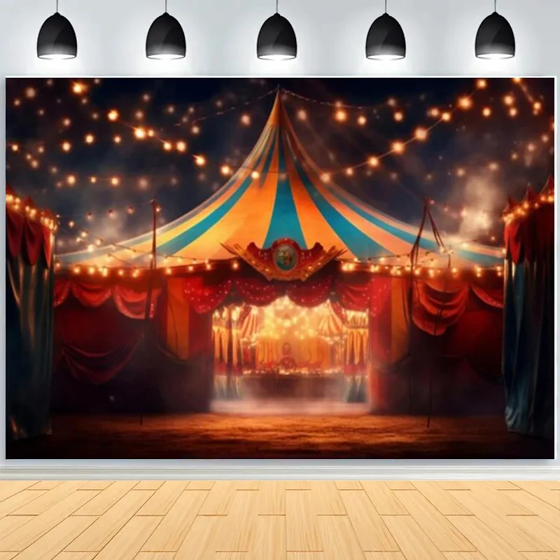 

Circus Animal Trainer And Acrobat,Carnival Show Photography Backdrops Stage Clown Acrobatics Background Photo Booth Prop MG-02