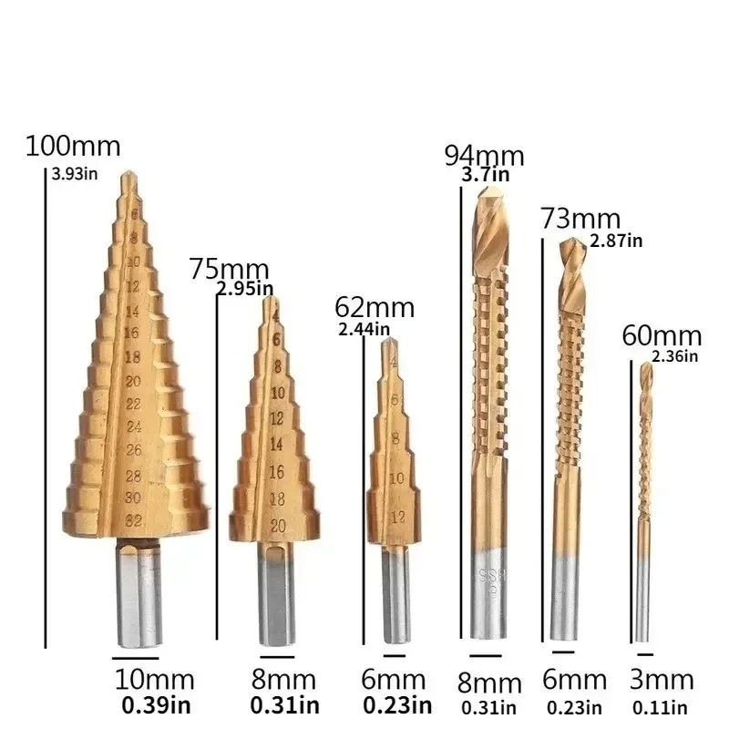 Imagem -05 - Passo Broca Viu Conjunto de Broca Titânio Fresa 412 420 432 mm mm para Carpintaria Metal Núcleo Buraco Abridor Peças