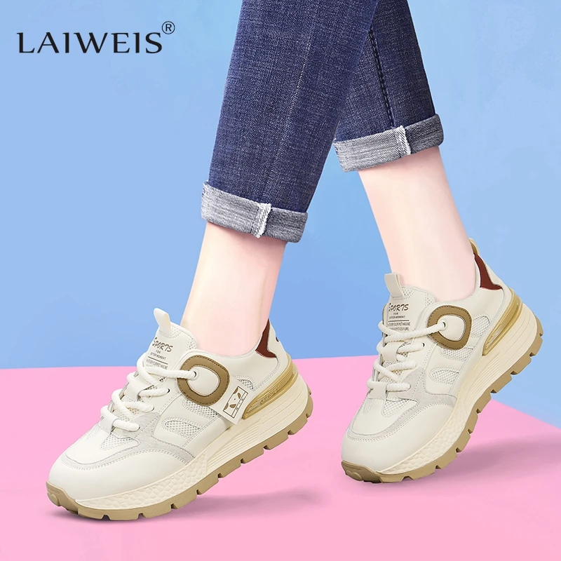 Luxury Brand Retro Flat Platforms Women Sneakers Outdoor Non Slip Ladies Casual Sports Shoes Students Leather Shoes Woman