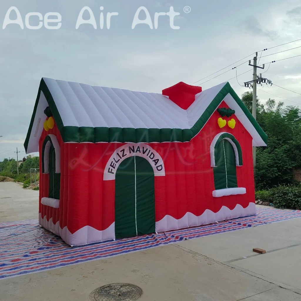 Inflatable Christmas Houses Santa Claus Christmas Advertising Inflatable Santa Grotto Tent for Event Decoration