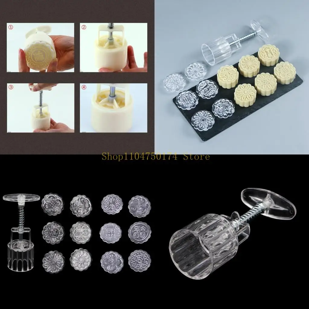 Moon Cake Mold Mid-Autumn Festival Mooncake Maker Cookie Stamp Hand Pressure Mooncake Baking Tools DIY Cookie Cutter top sale