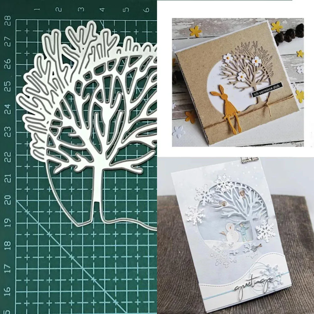 Circle Background Tree Metal Cutting Dies Decoration Scrapbooking Punch Stencils Album Embossing Crafts