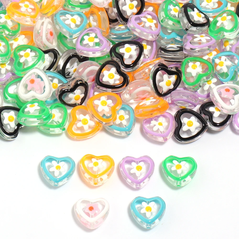 5pcs/lot Glass Flat heart beads 12mm Hand-Painted Heart shape Lampwork Beads Glaze Loose Spacer Bead For Jewelry Making Bracelet