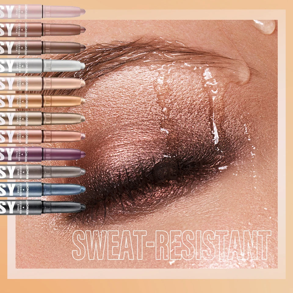 Barra de sombra de ojos mate brillante, 12 colores, brillo de larga duración, delineador de gusano de seda, resaltador, lápiz de sombra de ojos, maquillaje de ojos suave