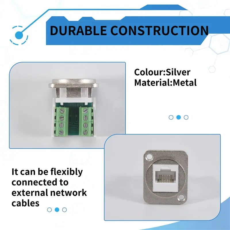AT82-2PCS RJ45 Panel Mount Screw Terminal Adapter, RJ45/8P8C Female Panel Mount Connector, RJ45 Solderless Terminal Extender Dur