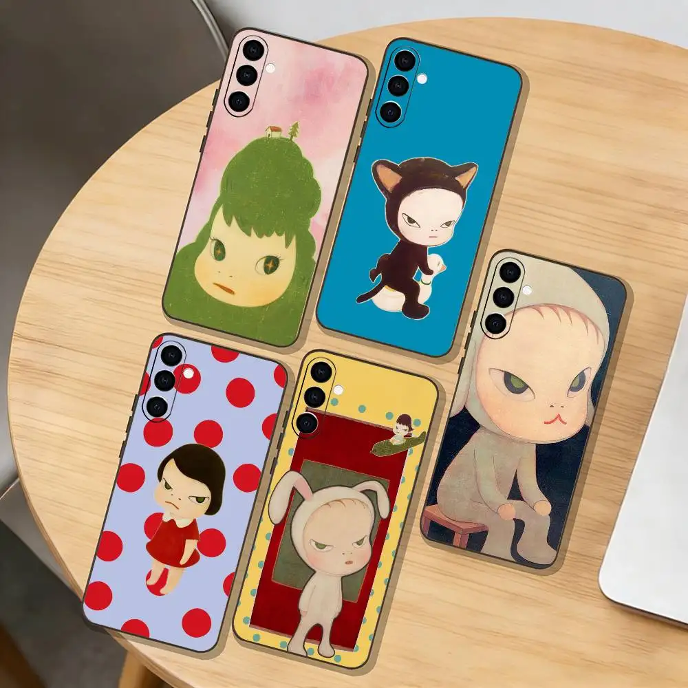 

c-Cute Yoshitomo Nara Phone Case For Samsung Galaxy A73,A72,A71,A70,A53,A52,A51,Others Soft Black Cover