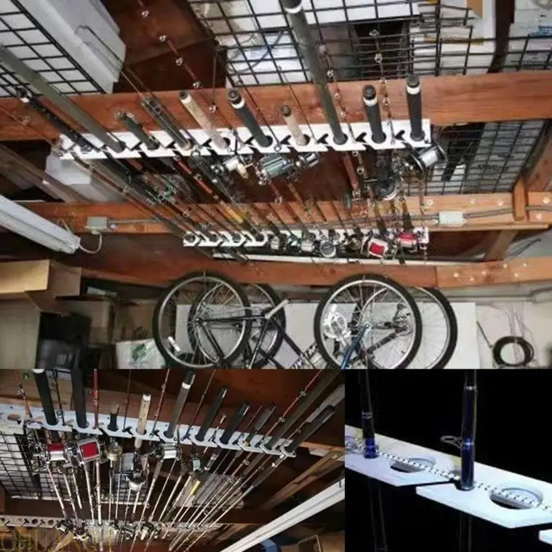 

A1A2 10-Rod Fishings Rod Holder Wall Ceiling Storage Rack Horizontals Rod Stand for Garage, Cabin, Basement Fishings Part