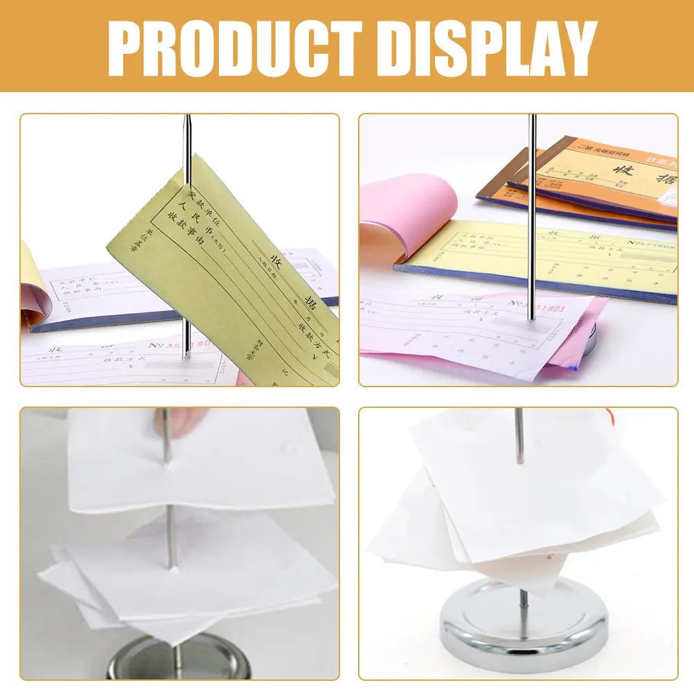 Heavy Duty Stainless Steel Receipt Holder Spike Desktop Bill Organizer for Restaurant Reception Office Desk Memo Check Ticket