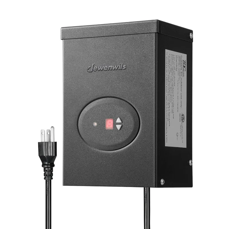 DEWENWILS 200W Low Voltage Landscape Transformer,Outdoor Weatherproof Transformer with Timer Photocell Sensor 120V AC to 12V AC