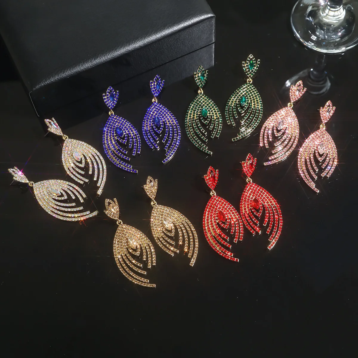 High quality, stained glass earrings for women, temperament glass personality exaggerated shiny earrings