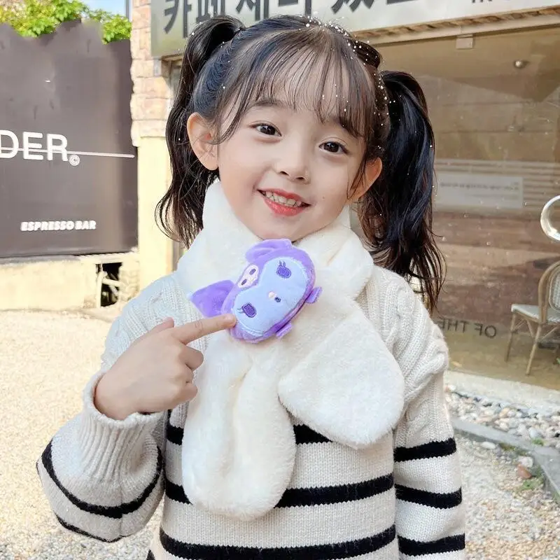 Kuromi Children's Scarf Melody Autumn Winter New Cartoon Kawaii Thickened Warm Parent Child Sweet Scar Gifts for Little Girls