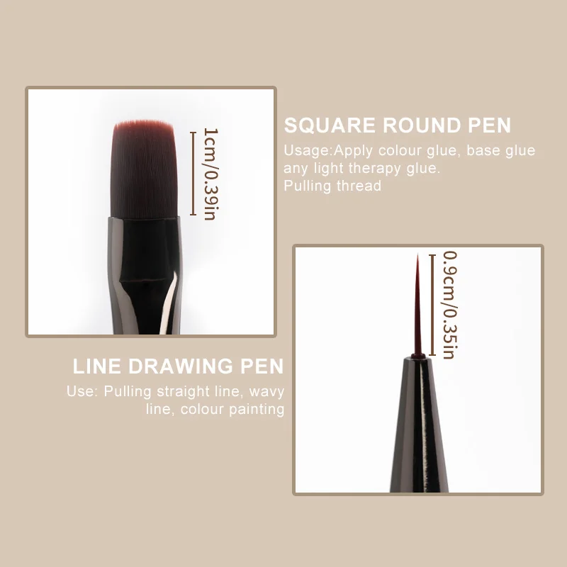 Brosse à ongles double extrémité, manche en bois de santal Kolinsky, revêtement et constructeur de Gel UV, outil de manucure professionnel pour la conception acrylique