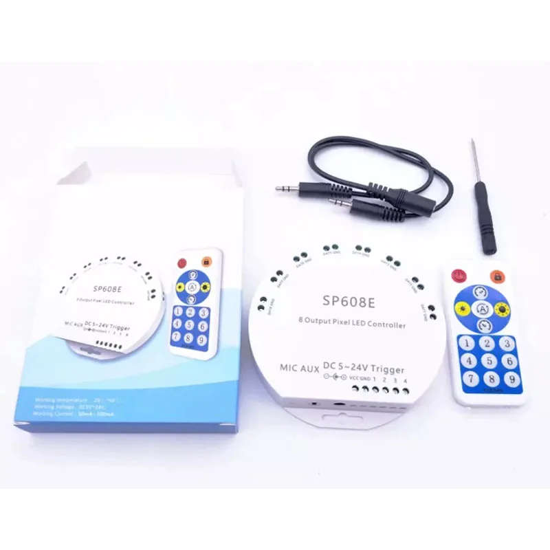 8 Channel Individual Control BT LED Controller SP608E, for RGB & Single Color Strip Lights, Smart APP Remote Control, DC 5-24V