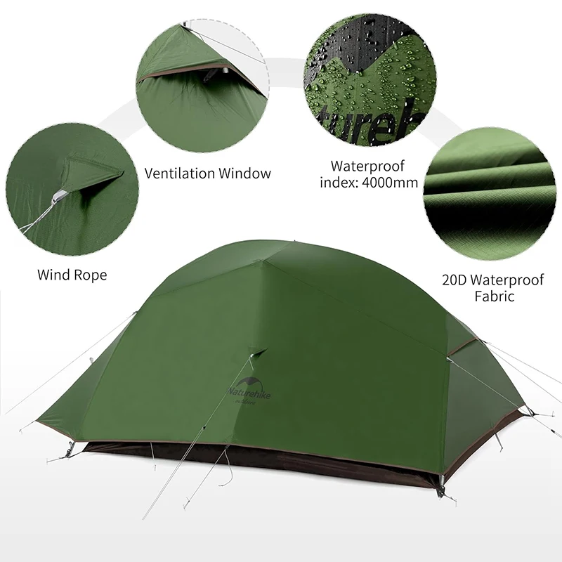 20D Ultralight Waterproof Shelter Tent Cloud Up 3 Person Backpacking Tent Outdoor Travel Beach Hiking Camping Tent