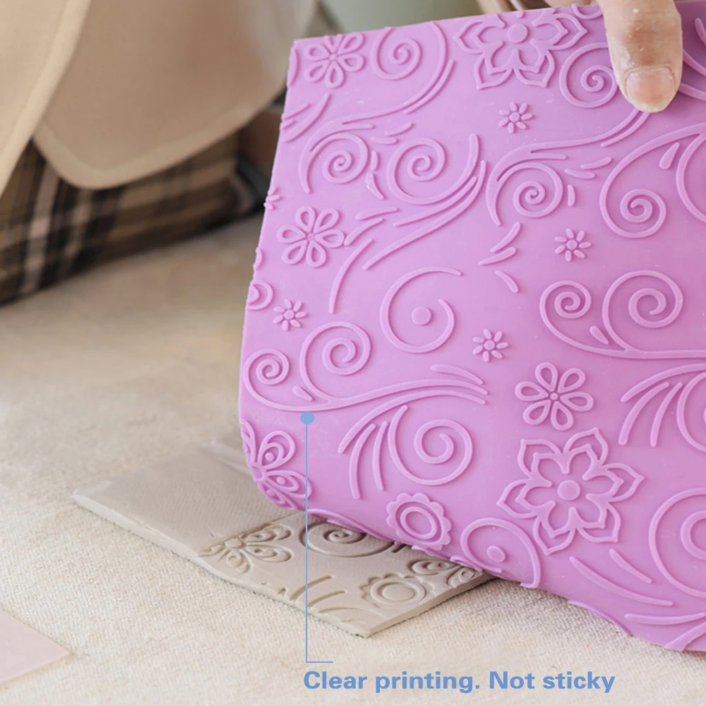 pottery tool 39x59cm Plus Clay Silicone Mould Ceramic Creative Texture Printing Tool Flower and Plant Bamboo Star Texture Mould