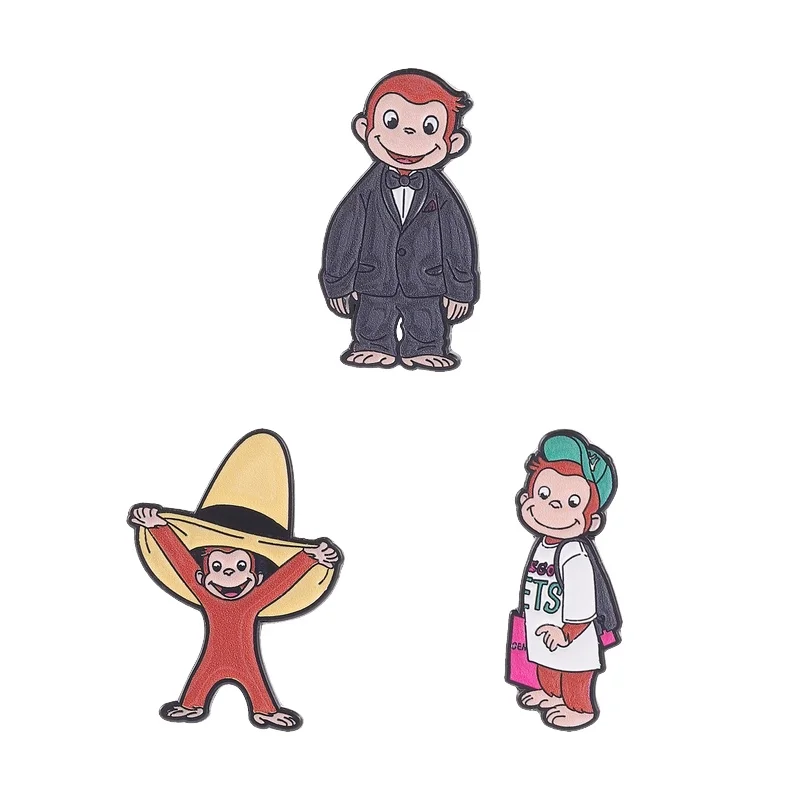 Эмалевая-брошь-«Любопытная-обезьянка»-по-мотивам-классической-детской-книжки-картинки-значок-на-сумку-пиджак-украшение-подарок-для-детей-и-друзей