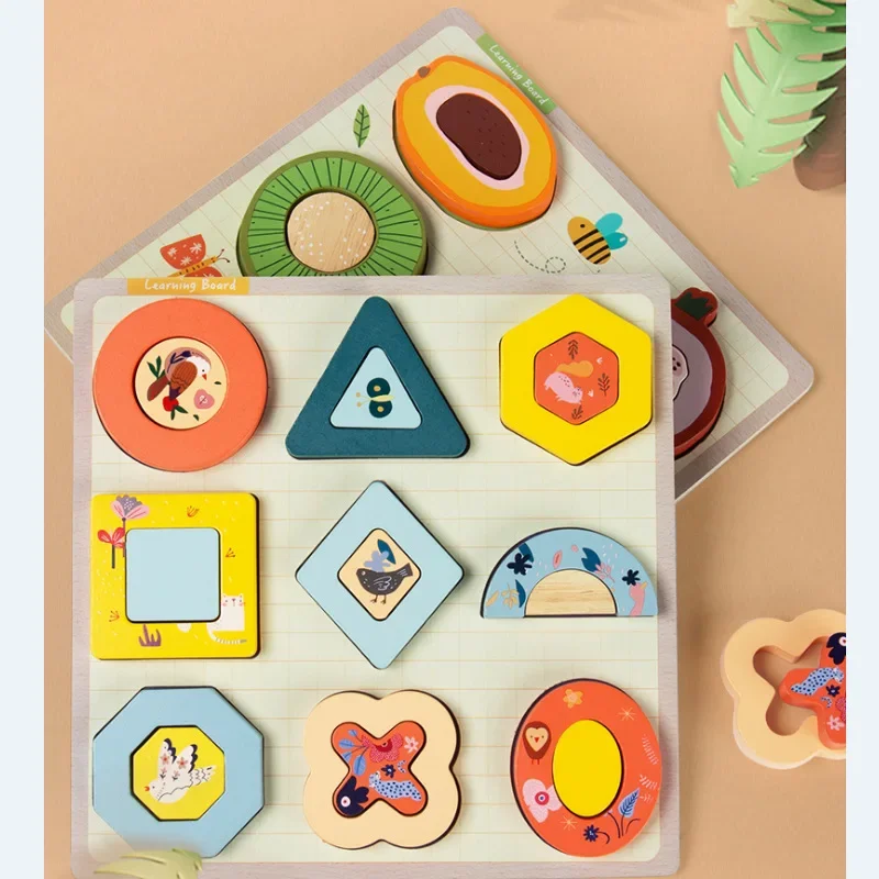 Colorful Alphabet Number Wooden Puzzles Kids Intelligent Matching Game Preschool Children Early Educational Toy Games and Puzzle