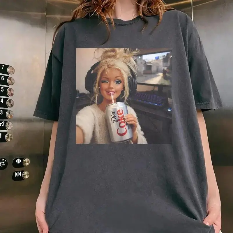 Doll Face Diet Coke Meme Shirt Funny Doll T-Shirt Offensive Weird Gift  Fashion Y2k Tee Casual Loose Top Sportstrear Unisex