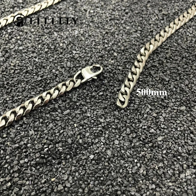 New Pure Titanium Necklace Wide 7mm Fine Grinding Six Faces Denim Chain Anti Allergic Non Oxidative Manual Polishing 500mm