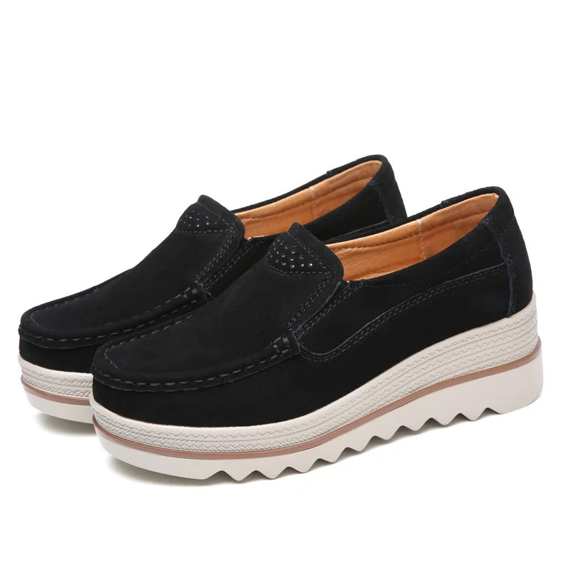 

Fashion Summer Women Casual Shoes Genuine Leather Holes Platform Women Sneakers Shoes Cutout Suede Slip On Shoes Woman WSH3351