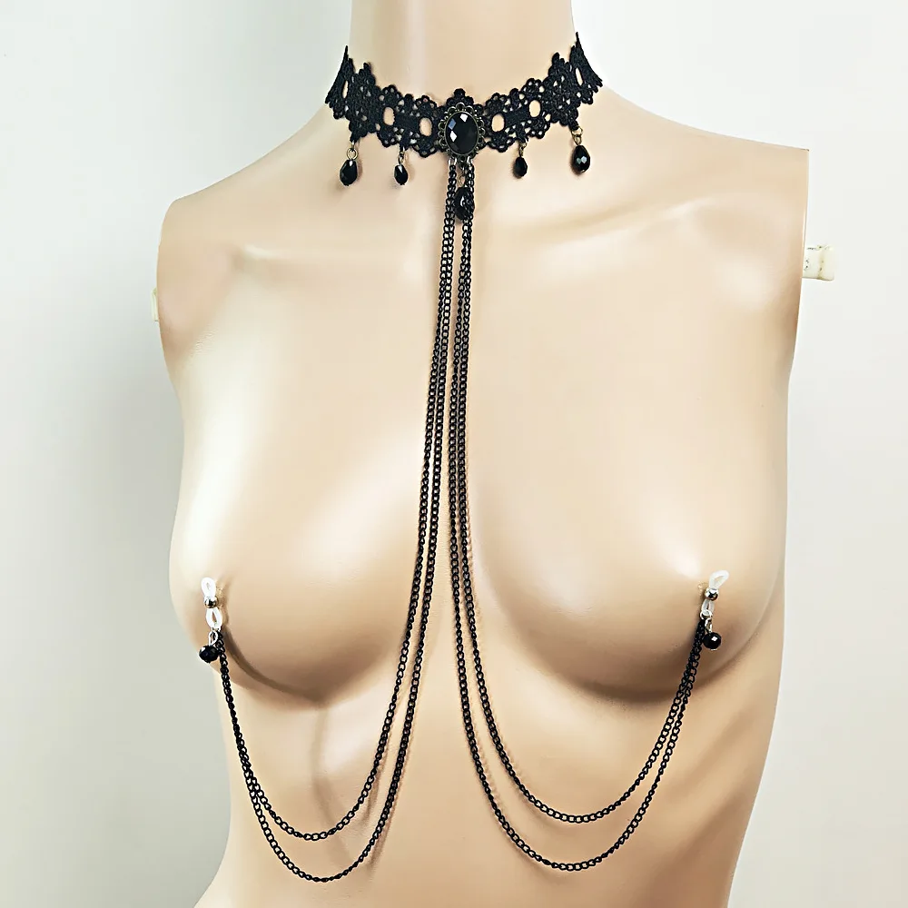 実用的でセクシーな乳首リングタッセルネックレスチェストチェーンボディチェーン夏の乳首チェーンタイトなコルセットチェーンレース乳首チェーン