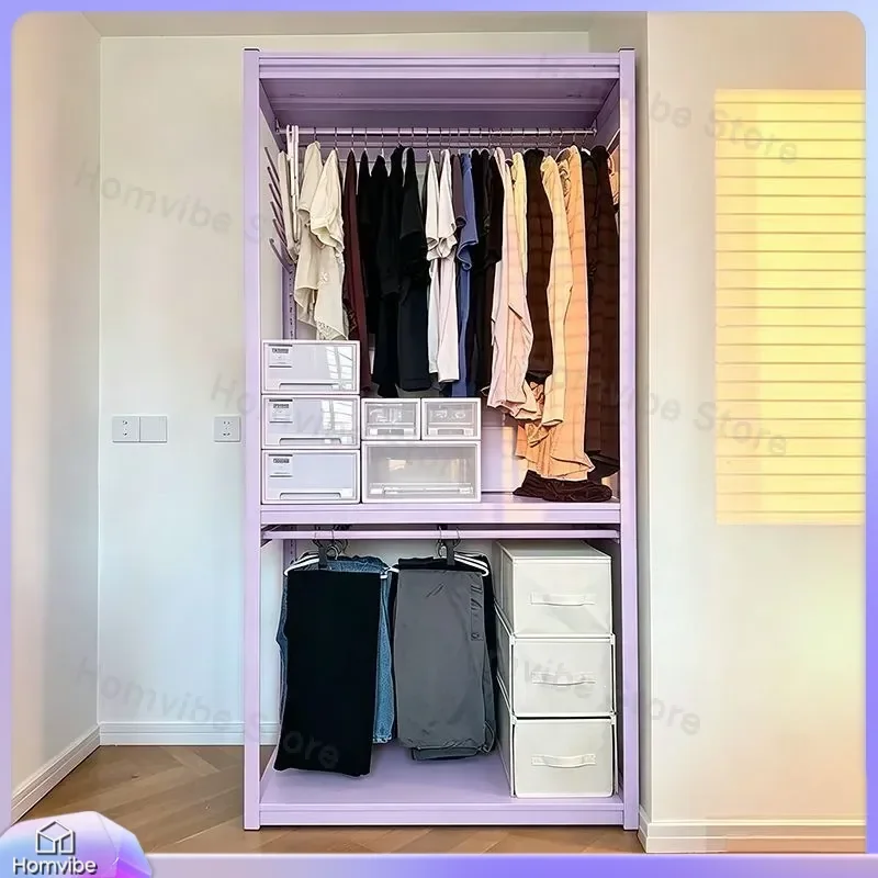 Heavy Duty Steel Frame Open Wardrobe Large Capacity Clothes Storage Cabinet Simple Home Organizer Rack for Hats Shoes Closet