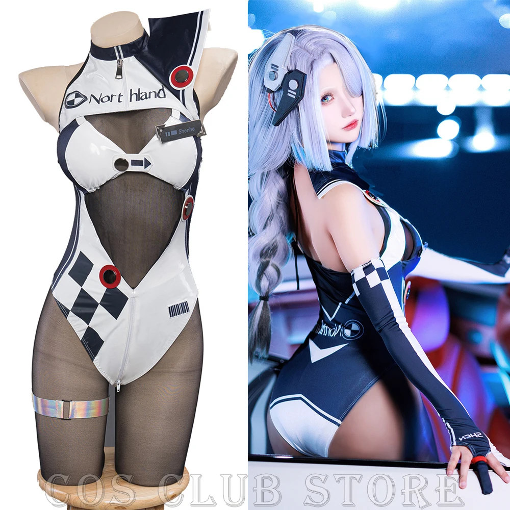 

Game Genshin Impact Punk Shenhe Cosplay Costume Sexy Racing Suit Doujin Anime Shenhe Women Role Play Halloween Party Outfit